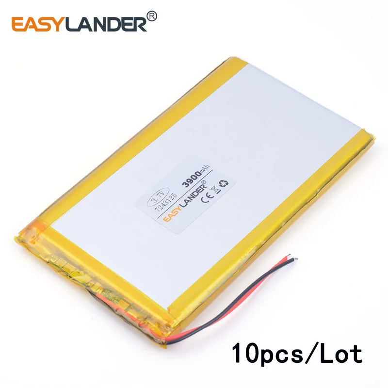 

10pcs/Lot 3.7V 3900mAH 7243125 lithium Li ion polymer rechargeable battery for tablet pc battery DIY Power mobile Power bank