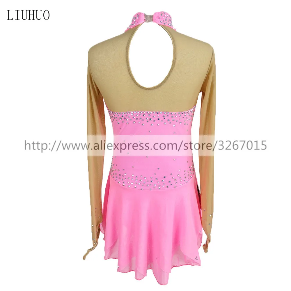 LIUHUO-leotardo de Ballet para mujer y niña, vestido de patinaje sobre hielo, traje de baile, manga larga, color rosa