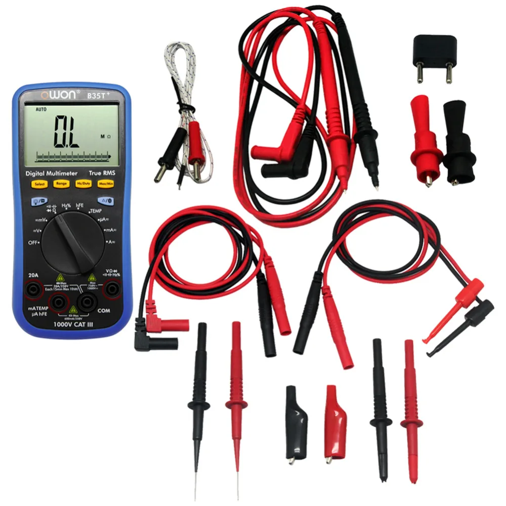 OWON B35T+ 3-in-1 Multimeter with True RMS Measurement Datalogger Bluetooth with Multimeter Test Leads B35TTLP20157