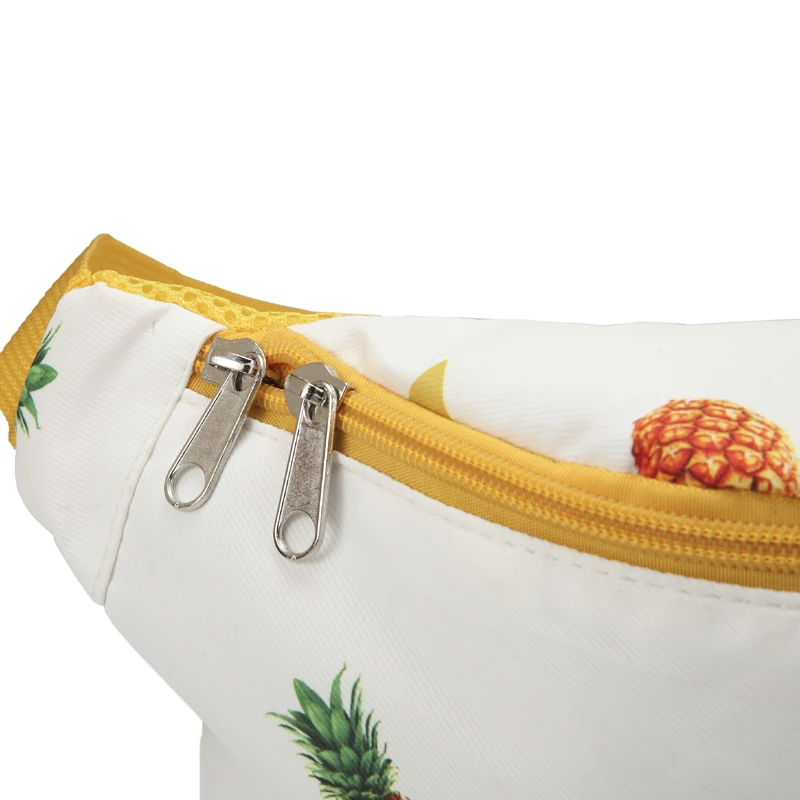 Annmouler Large Capacity Women Waist Packs Cotton Fabric Fanny Packs Pineapple Printed Chest Bag Zipper Phone Belt Bag Hip Bag