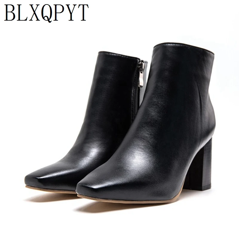 BLXQPYT Big Size 34-47 Ankle boots for women Fashion High Heels 7cm short winter Autumn Party Wedding Shoes Pumps Shoes 991