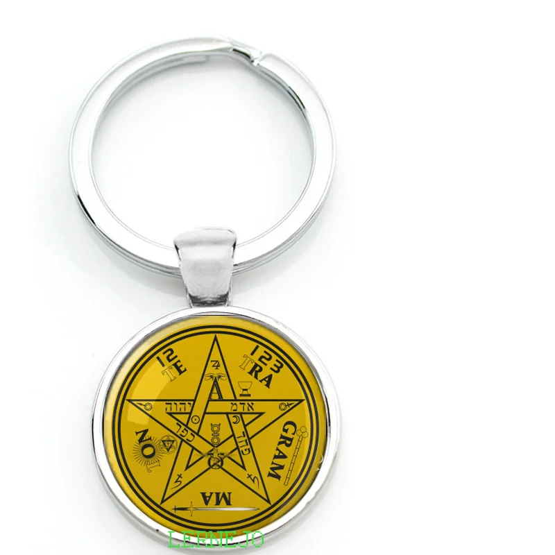 Tetragrammaton Amulet breloczek breloczek ezoteryczny Pentagram wisiorek magiczna moc imię YHVH dla boga lorda on-który-jest Adonai Elohim