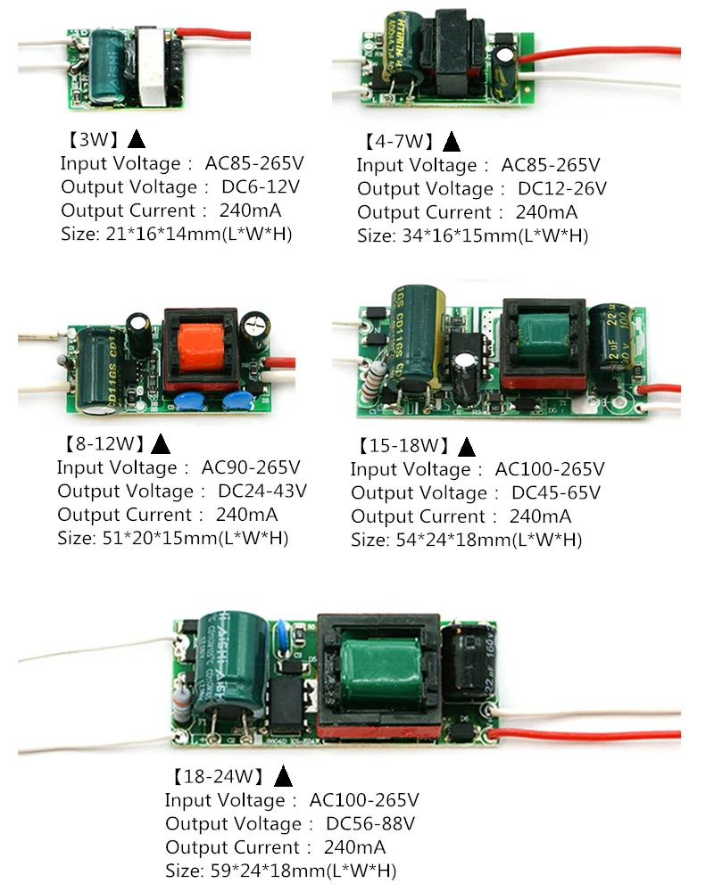 AC85-265V LED Driver 240mA Constant Current Built-in Power Supply 3-24W Lighting  Transformer For DIY LED Light Bulb - AliExpress, image size:800x1000
