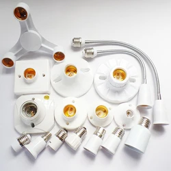 Flexible E27 to E27 E14 to E27 Lamp Base 18CM 28CM 38CM 48CM 58CM Extension Light Holder Converters 1 to 3/4/5  E27 Lamp Base