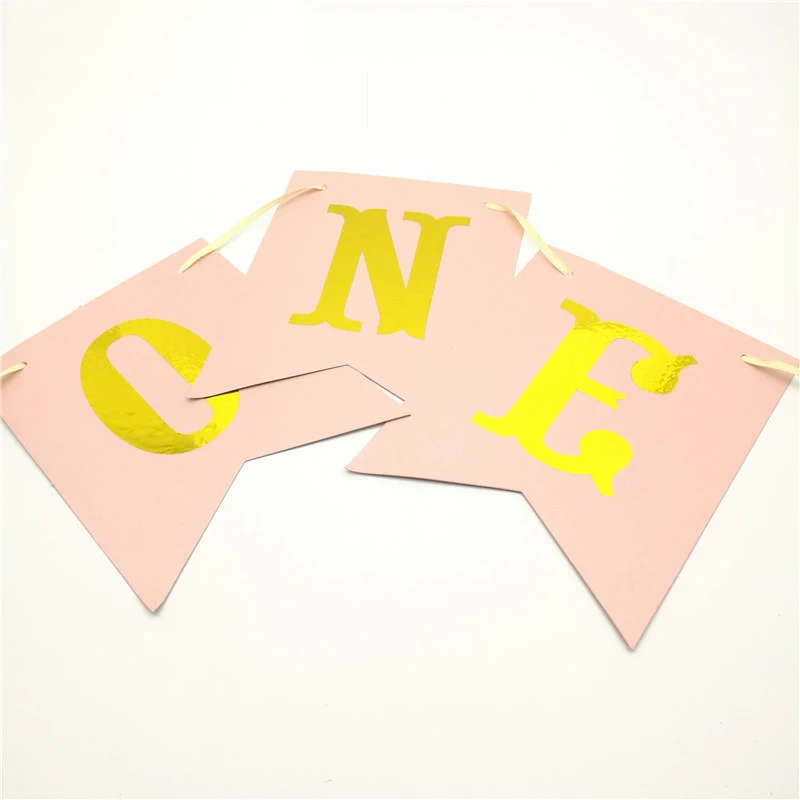 Chicinlife 1Set Pink Number ONE High Chair Banner Birthday Party Baby Shower Girl 1st Birthday Bunting Garlands Decor Supplies