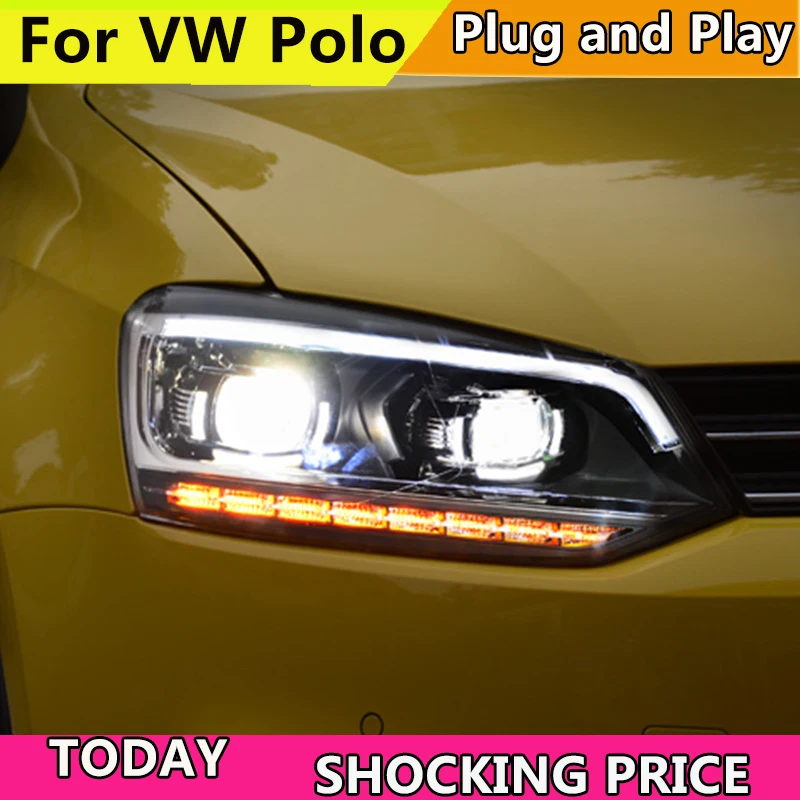 doxa Car Styling Head Lamp for VW Polo LED Headlight 2011-2017 New Polo DRL H7 D2H Hid Option Angel Eye Bi Xenon Beam