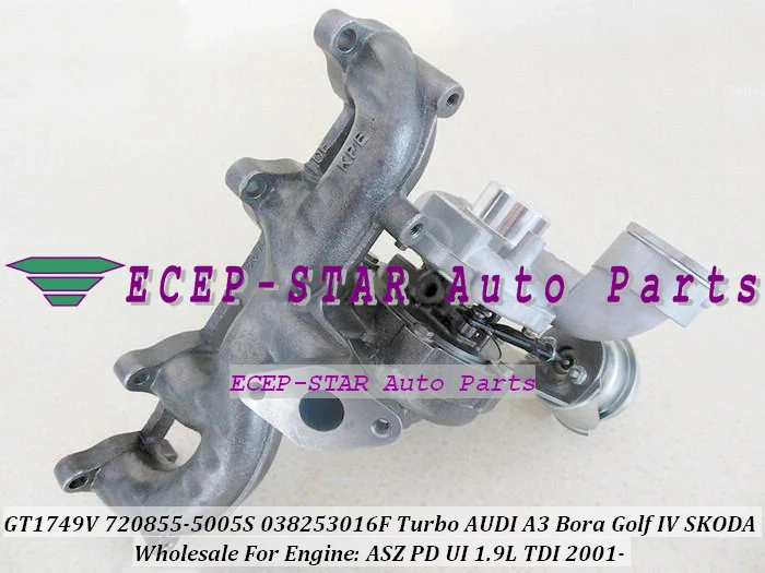 Turbo GT1749V 720855 720855-5005S 038253016F Turbocharger For AUDI A3 For Volkswagen For VW Bora Golf IV ASZ PD 1.9L TDI 1.9TDI