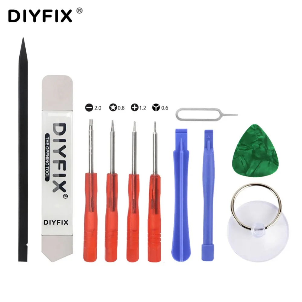 

DIYFIX 11 in 1 Hand Tools Set Pry Opening Tool Pick Spudger Mini Screwdriver Set for iPhone 4-X iPad Samsung Phone Repair Tool