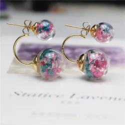 New design fashion brand jewelry Hook Dried Gypsophila flowers glass beads double imitation pearl earrings for girl .