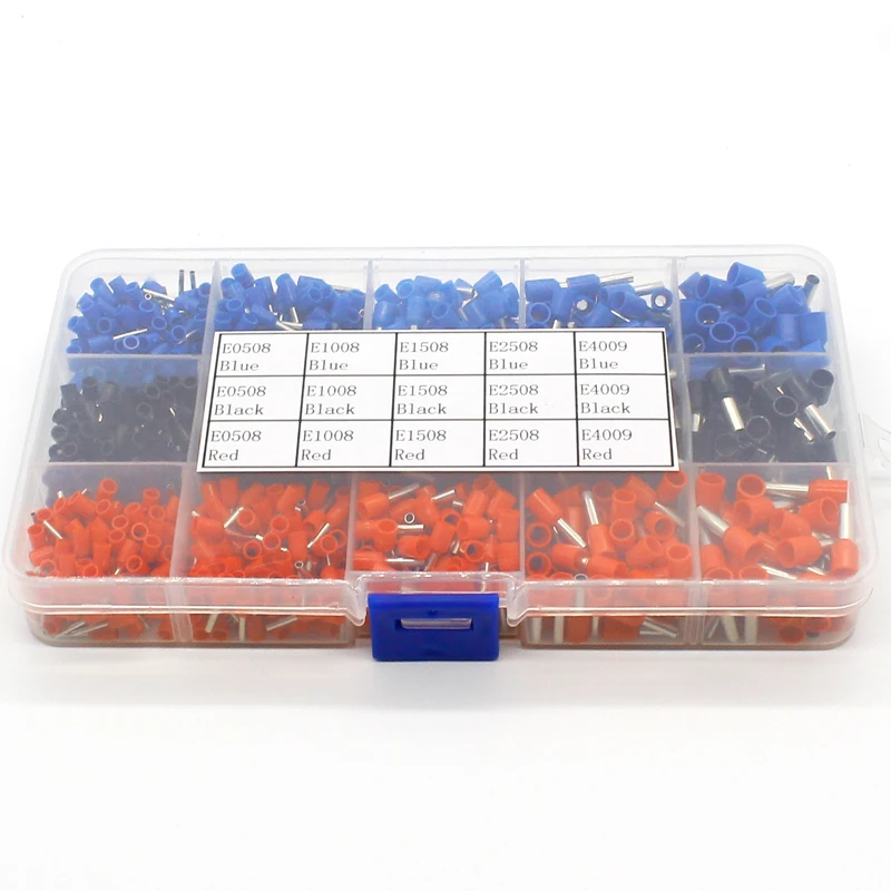 1065pcs/set 3 colors 22-12AWG Wire Copper Crimp Connector Insulated Cord Pin End Terminal Bootlace cooper Ferrules kit set