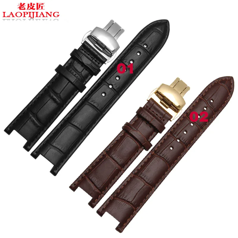 Notched genuine leather watchband for GC watch band 22*13mm 20*11mm quality genuine leather strap with Screws wristwatches band