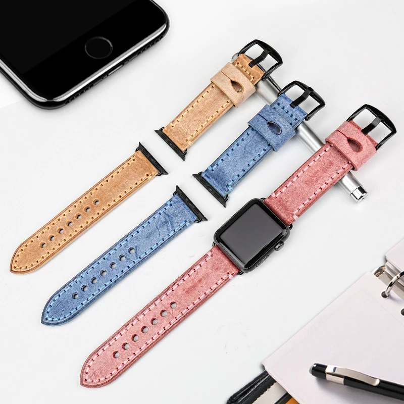 Imagem -04 - Maikes Pulseira de Relógio de Couro Genuíno para Apple Ver Band 49 mm 45 mm 44 mm 40 mm 42 mm 38 mm para Iver Series se 1