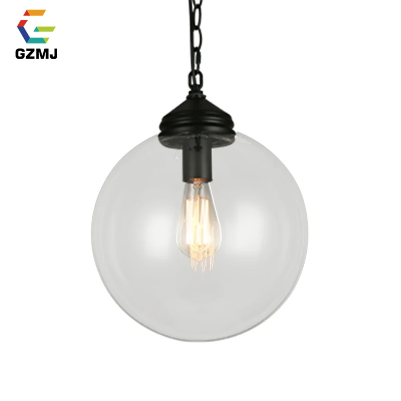 

GZMJ Modern Glass Ball LED Pendant Lights 110V-240V Transparent Glass Lampshade E27 Bedroom Hanging Lamp Nordic Style Hanglamp