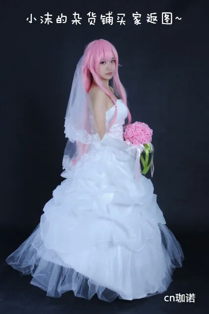 2017 Yuno Gasai White wedding dress [Future Diary Mirai Nikki] cosplay costume