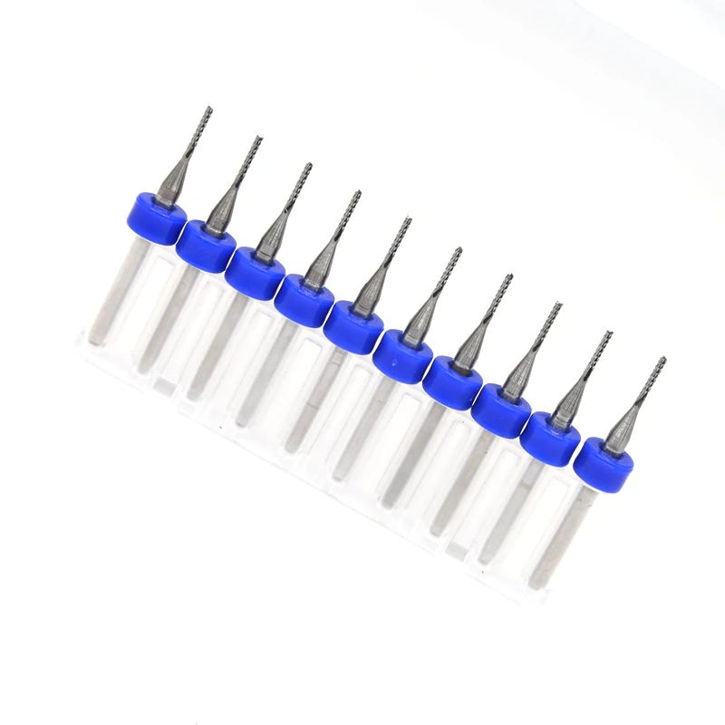 HANGXIN 10pcs / lot 1.0mm 1.2mm PCB End Mills Tungsten Carbide CNC Wood Bit Router Metal Cutting CNC Milling Machine Rehearsal