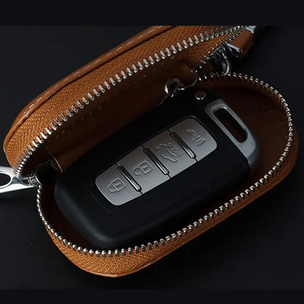 Key Case Multi-function Leather Car Key Bag For Faraday Cage Keyless Entry Key Fob Pouch, Car RFID Key Security Accessories