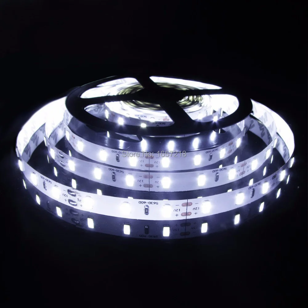 High bright 5630 5m LED strip Light NON-Waterproof Lighting 300leds 60leds / m white brighter than 5050 1pcs/lot