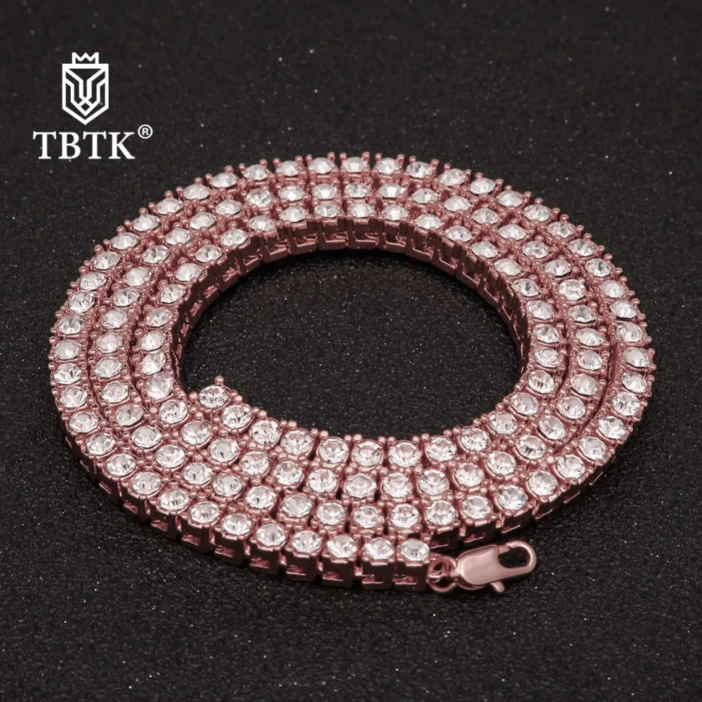 TBTK One Row Tennis Link Chain Choker Necklace Paved Bling Crystal Zircon Punk Style Man Luxury Hiphop Jewelry image 2
