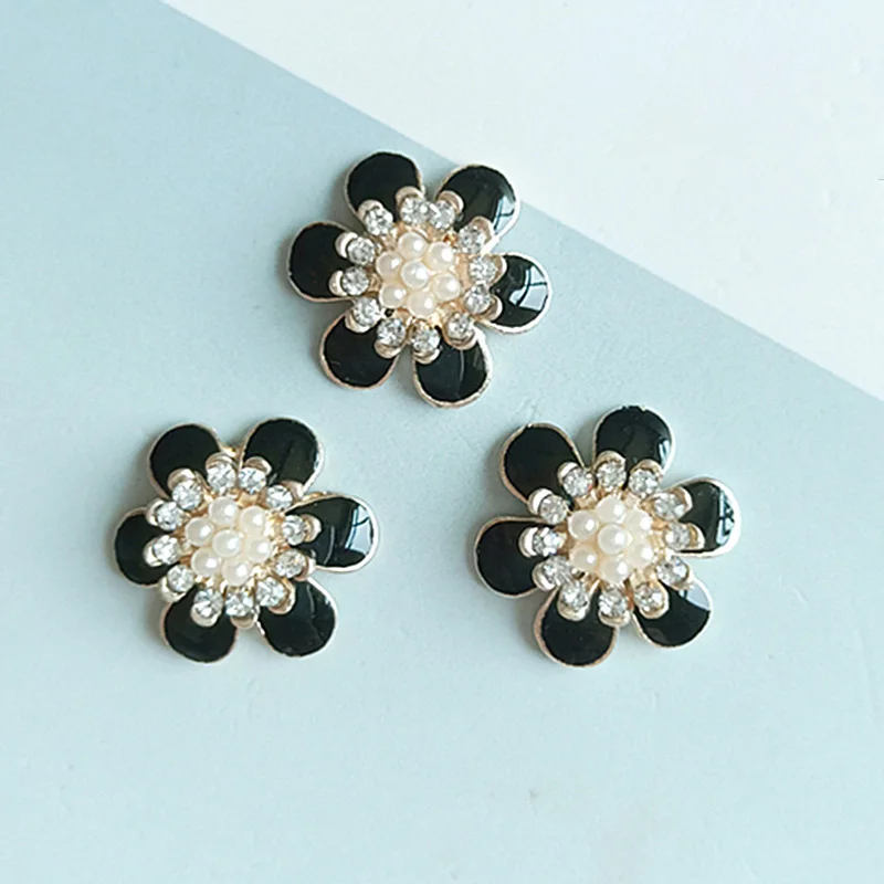 2019New 100Pcs Drip Flower and Rhinestone Pearl Buttons for Wedding Clothes Decoration and DIY Hair Accessories HZ422