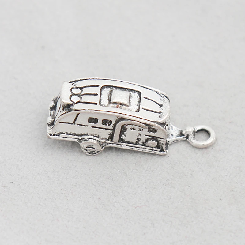 RAINXTAR Fashion Antique Silver Color 3D Alloy Camping Car Charms Outdoor Trailer House Charms For Campers 10*27mm 10pcs AAC1808