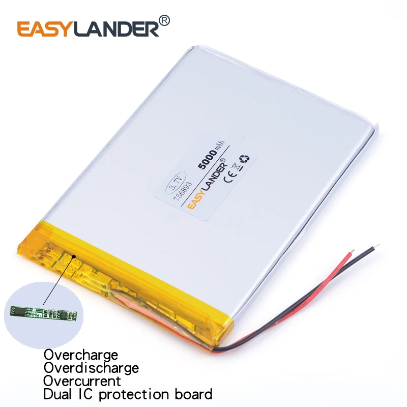 3.7 5000mah 756893 bateria do íon do lítio do polímero/li-íon para o banco de potência do orador do telefone celular do pc dvd da tabuleta gps