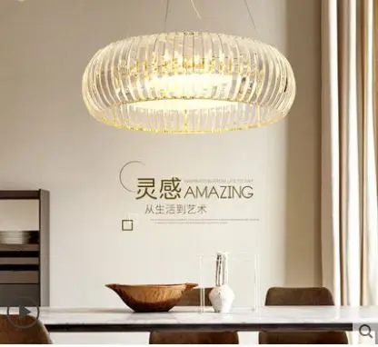 

Light luxury restaurant chandelier round post modern crystal lamp designer villa living room bedroom model room lighting