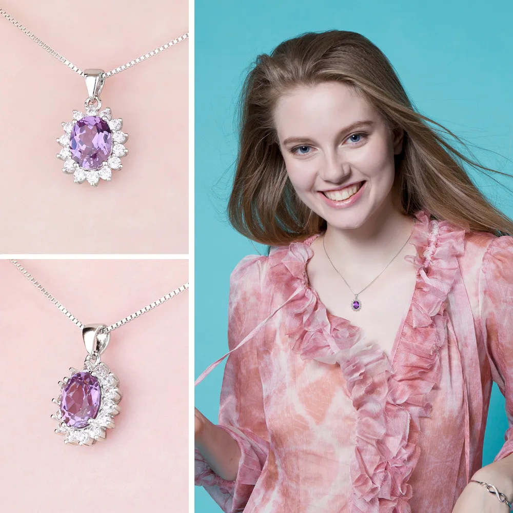 Jewelrypalace Created Alexandrite Sapphire Natural Amethyst Garnet Blue Topaz 925 Sterling Silver Pendant Necklace No Chain