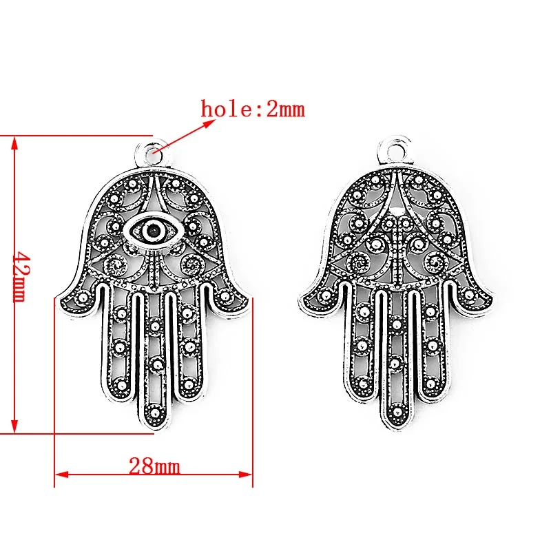 10pcs Hamsa Hand of Fatima Beads Turkish Eye Charms Pendant for Necklace Bracelet Jewelry Findings