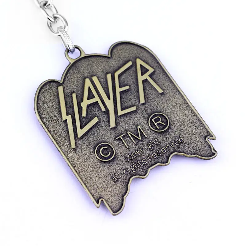 dongsheng New Arrival Rock Band Metal Slayer Sew On Patch Logo Keychain SLAYER Logo Killer Thrash Metal Rock Band Key Chains