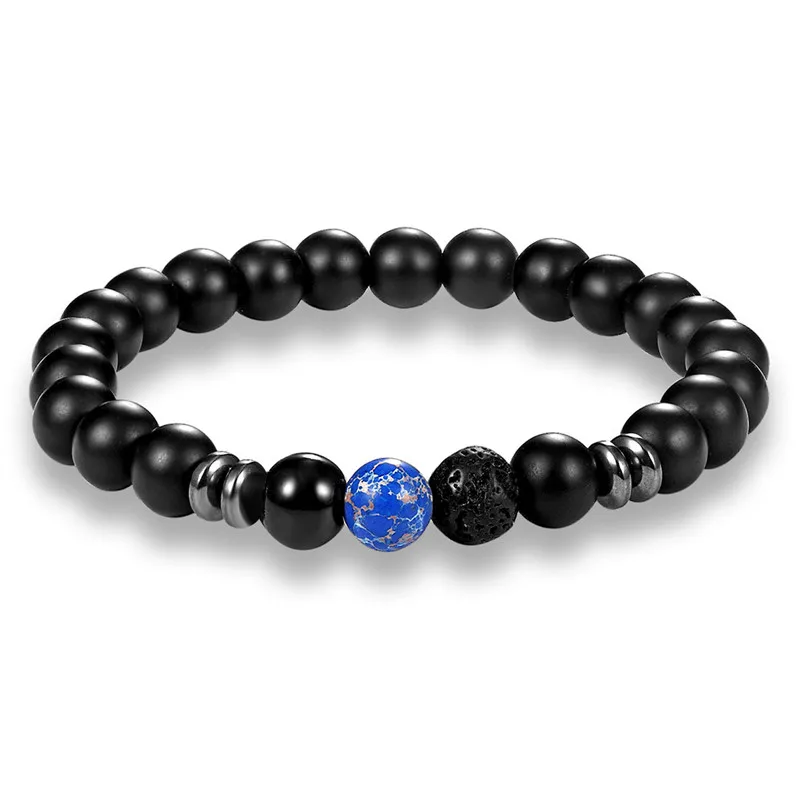 MKENDN-pulsera minimalista de piedra Natural para hombre, brazalete de cuentas de hematita, accesorios de joyería para hombre, pulsera de Yoga para hombres