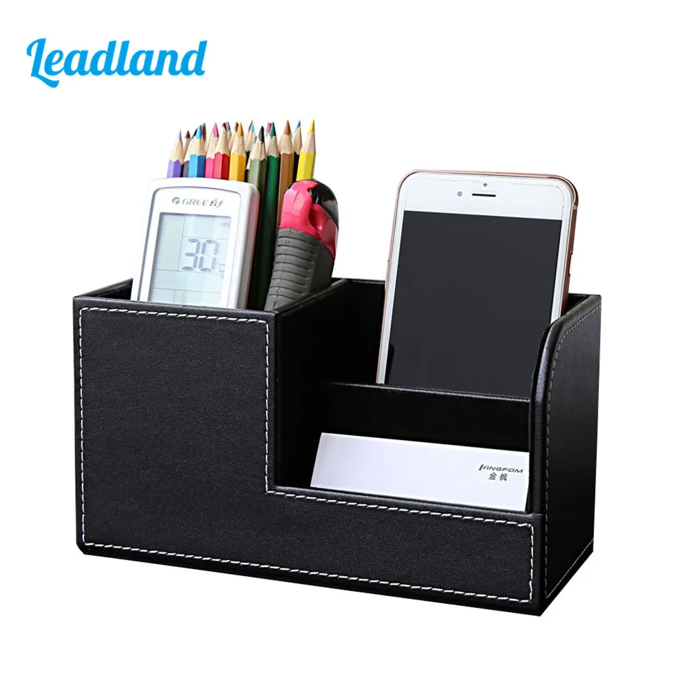 Multi-Functional Stationery Pencil Holder Office Accessories Desk Organizer Wooden Pen Stand Small Storage Box Card Organizer