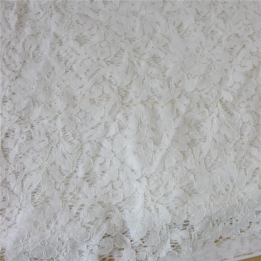 3 Yards White Embroidered French Chantilly Eyelash Lace Fabric With Corded DIY Sewing Craft Accessories Dress Material