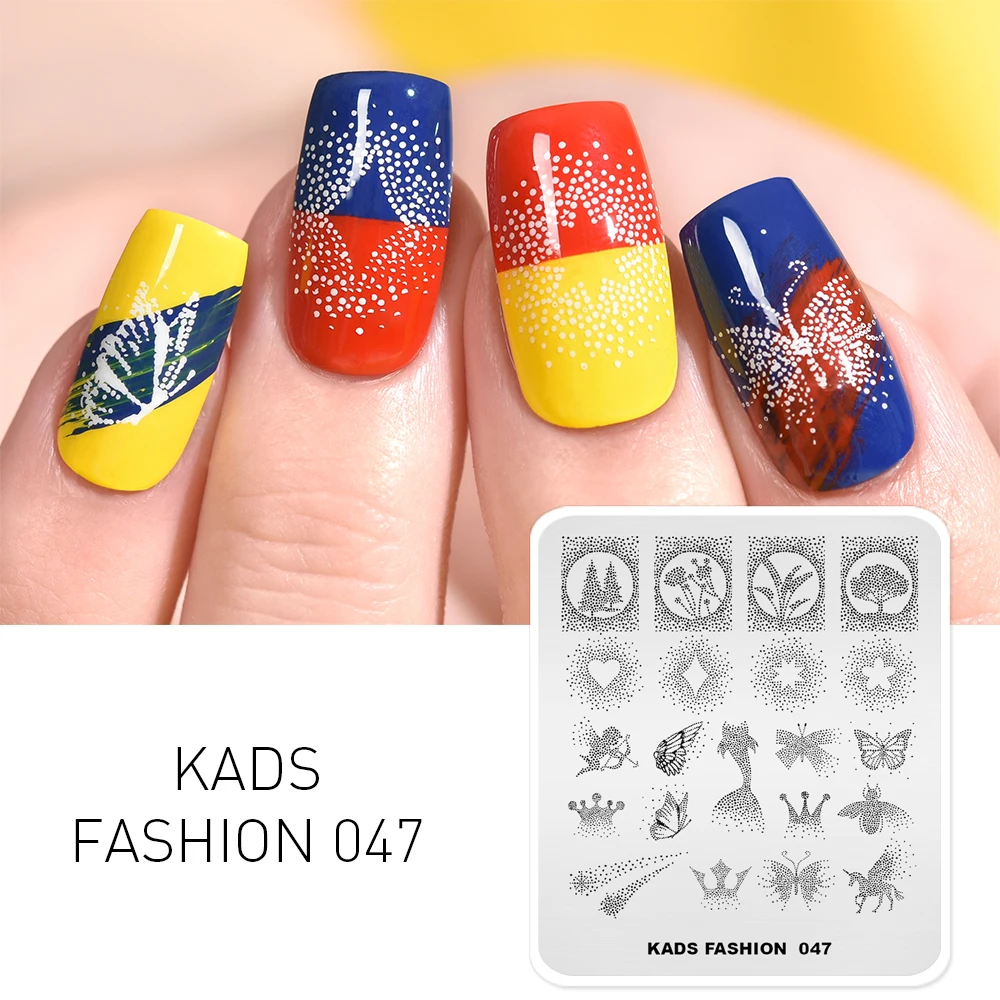 KADS Fashion 047 Nail Stamping Plates Nail Art Unicorn Flowers Image Plate Stencil for Nails Manicure Nail Accessories Stamper