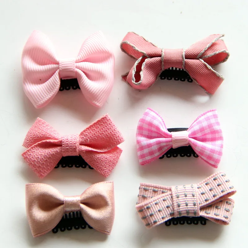 New design Baby Mini handmade Cloth Bowknot Hair Clips Kids with Little Hair New born Girls Hair Accessories Baby Hairpins J19