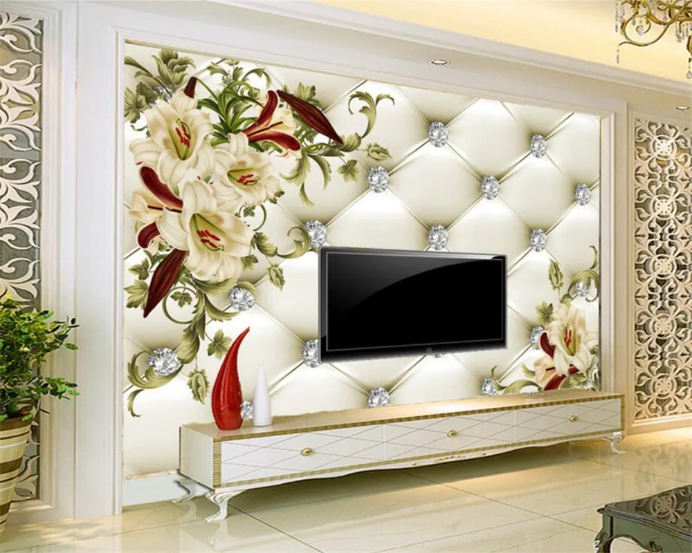 حجم مخصص 3D خلفية الأوروبية حزمة لينة الطوب زهرة أريكة التلفزيون حائط الخلفية ديكور المنزل غرفة نوم اللوحة الزخرفية