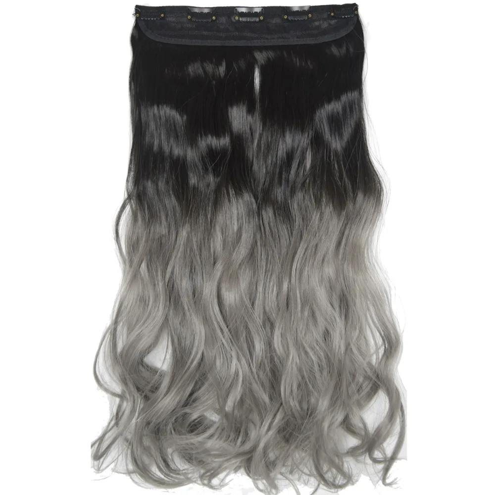 TOPREETY Synthetic Fiber Heat Resistant Wavy 5 Clips on Clip in hair Extensions Ombre colors