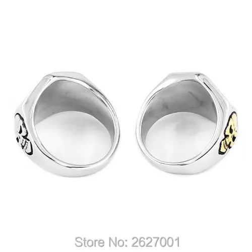 Wholesale One Percent 1% ER Skull Biker Ring Stainless Steel Jewelry Gold Silver Color Fashion Skull Biker Men Ring SWR0619