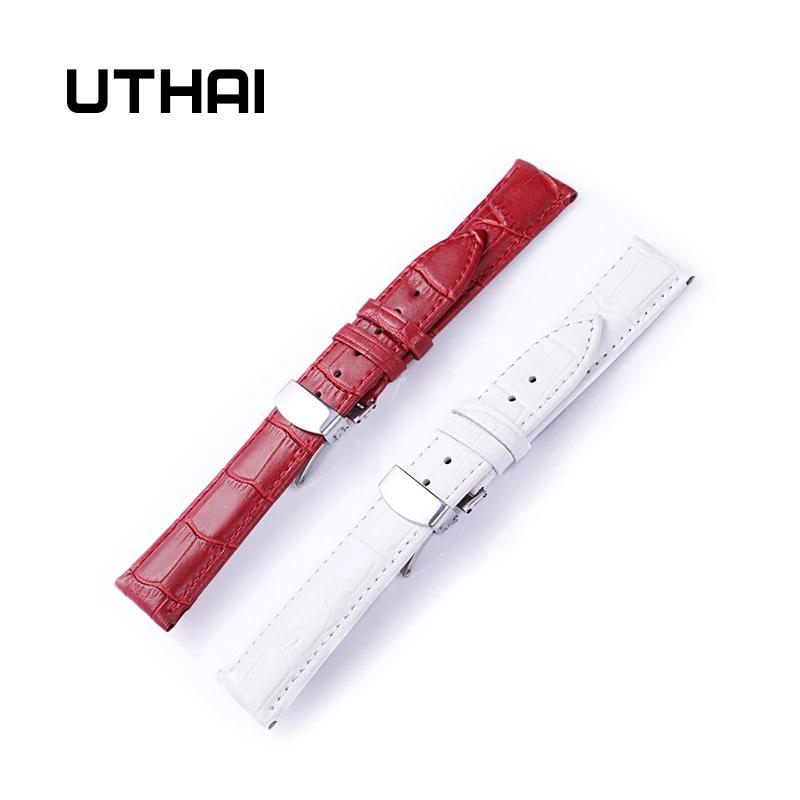 UTHAI B08 High Quality Woman 20MM 22MM Watchbands 12-20mm Watch Butterfly buckle Band Steel Buckle Strap Wrist