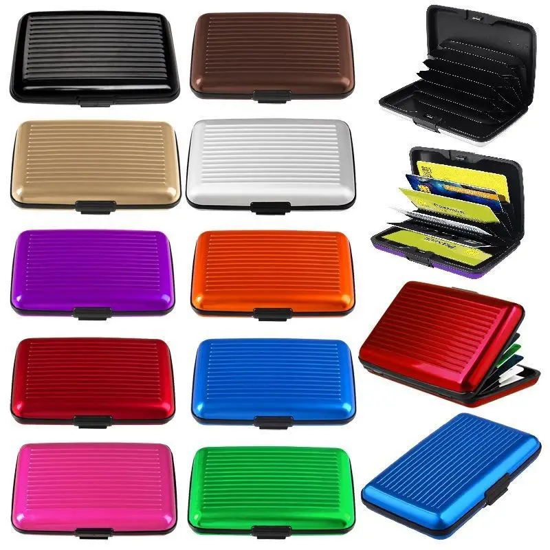 Aluminum Credit Card Wallet Case, Card Holder, Bank Case, Random Color, Hot, Free Shipping, 100Pcs, Lot