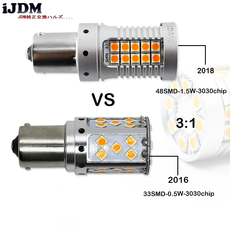 IJDM P21W PY21W LED Canbus BA15S BAU15S 19W 1156 자동차 led 빛 3030 SMD 앰버 화이트 레드 DRL 자동 브레이크 조명 방향 지시등 전구