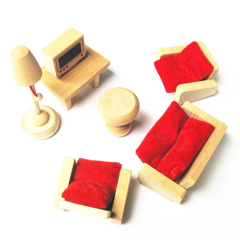 Juguetes de madera tradicionales, Mini muebles de madera, casa de muñecas de juguete, decoración, seguridad, sin pintura al óleo, juego de simulación, regalos novedosos