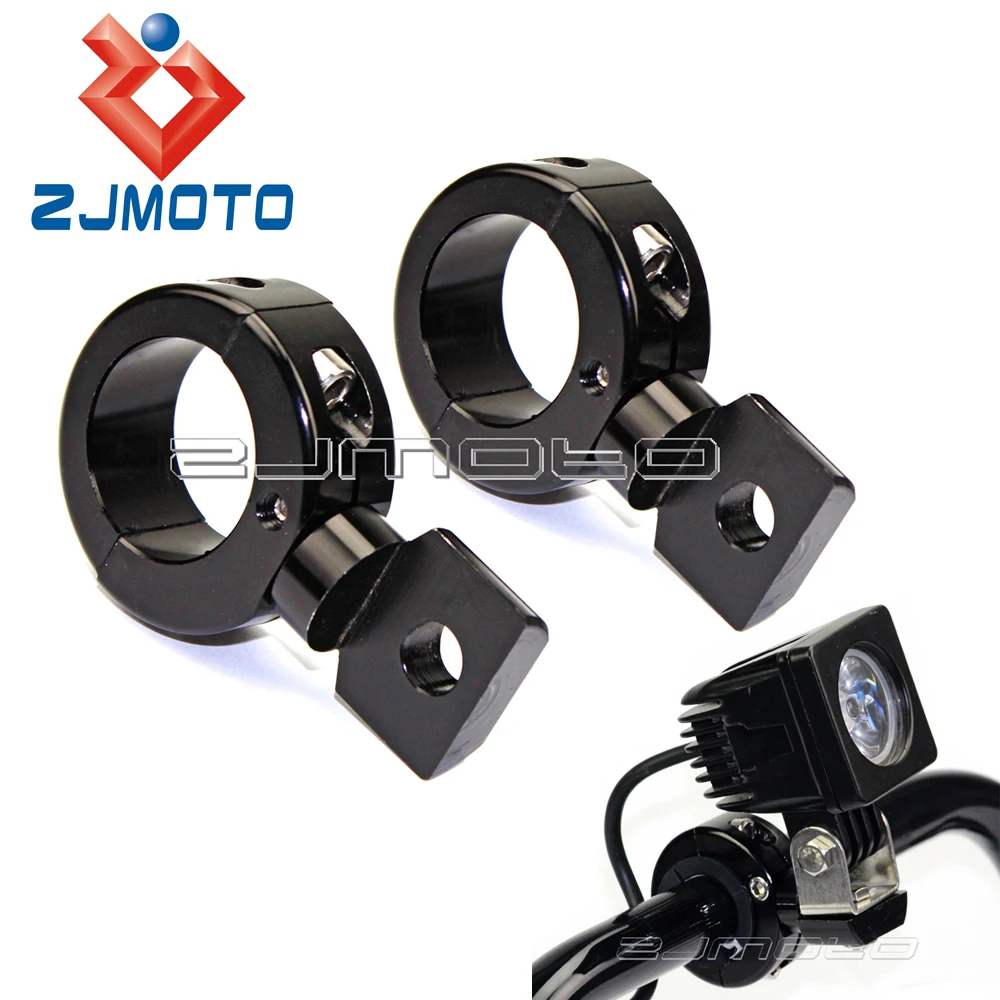 Black Chrome Aluminum Motorcycle 22mm 25mm 32mm Auxiliary Light Mount Bracket Spotlight Fog Light Holder Clamp 7/8\