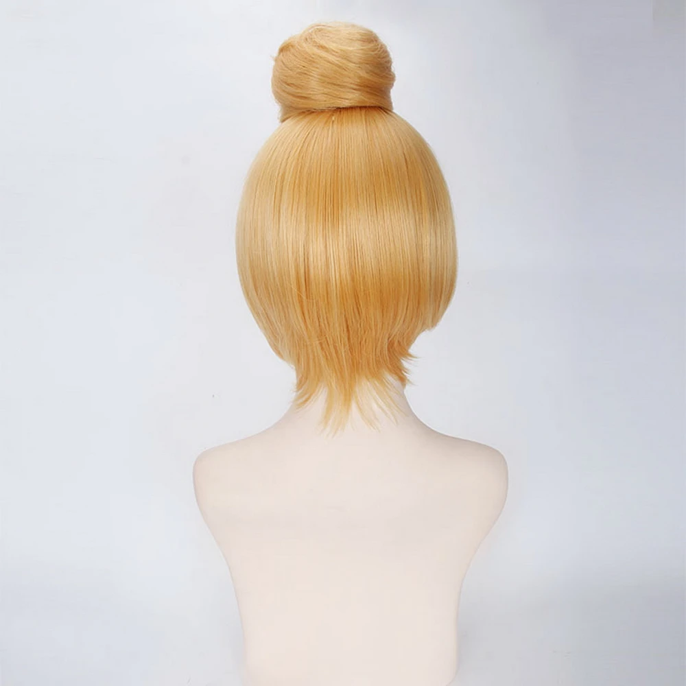 Anime Short Blonde Cosplay Wig 30cm Fairy Tinker Bell Full Hair Wigs For Women Princess Tinkerbell Adult Size Synthetic Hair