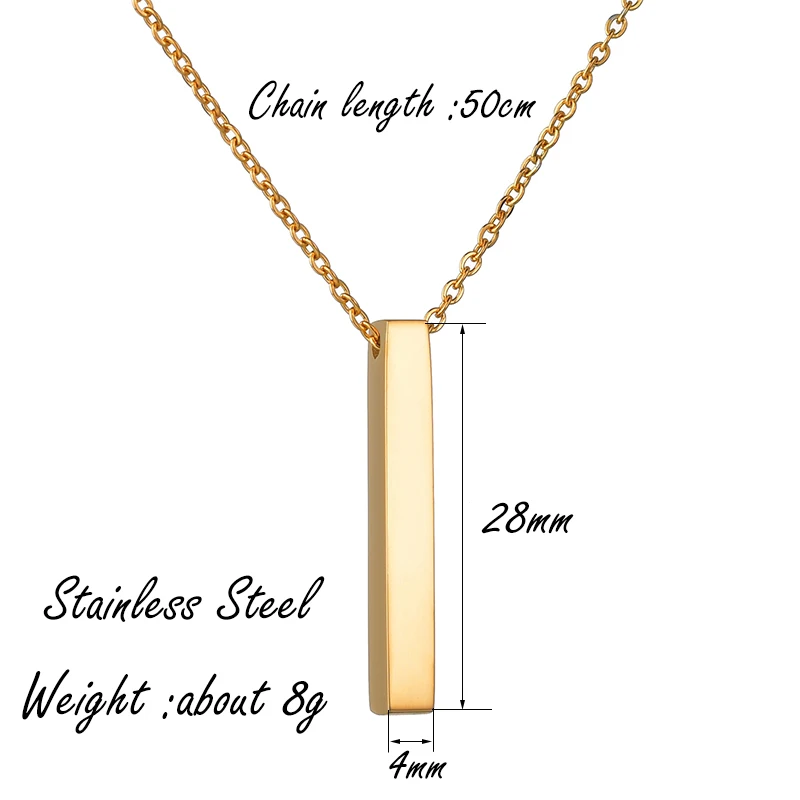 Nextvance Custom Personalized Vertical Bar Necklace Engraved Date Name Pendant Necklace Women Wedding Jewelry Anniversary Gift