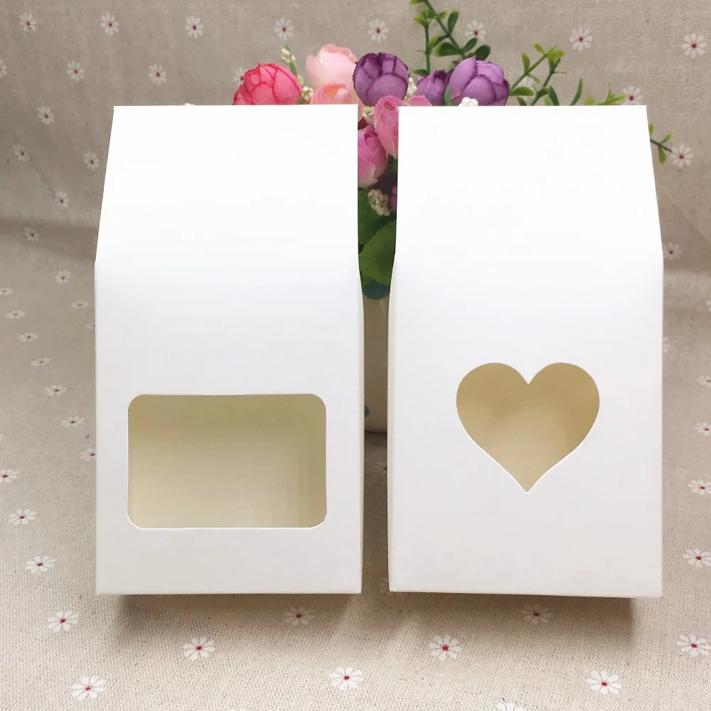 

50pcs kraft paper bags/boxes recyclable for wedding/Gift/Jewelry/Food/Candy Package 8*5*16cm stand up window Paper Box