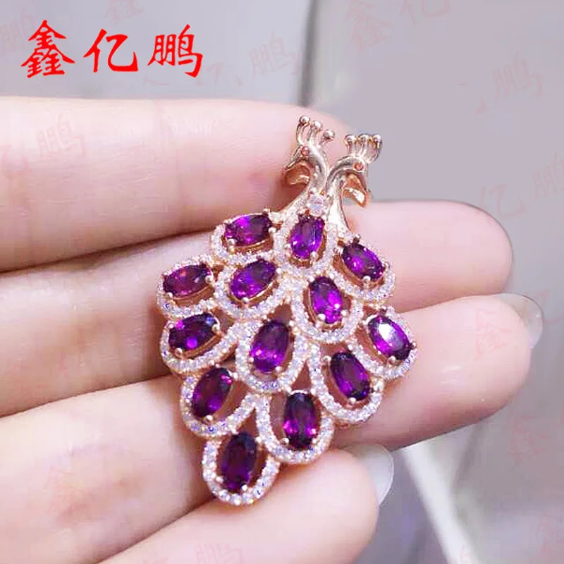 

Xin yi peng 925 silver plating rose gold inlaid natural magnesium aluminum garnet pendants, pendants, woman ,