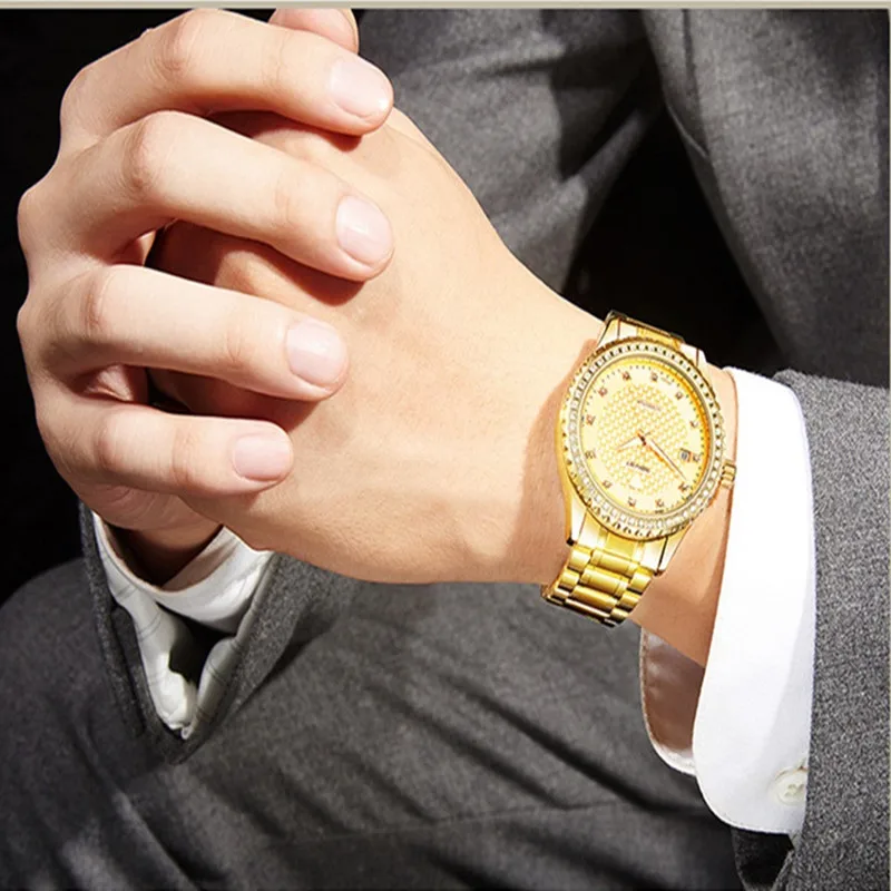 TEVISE Full Gold Clock Men Automatic Watch Luminous Stainless Steel Watchband Date Luxury Men Watch Fashion New  2024