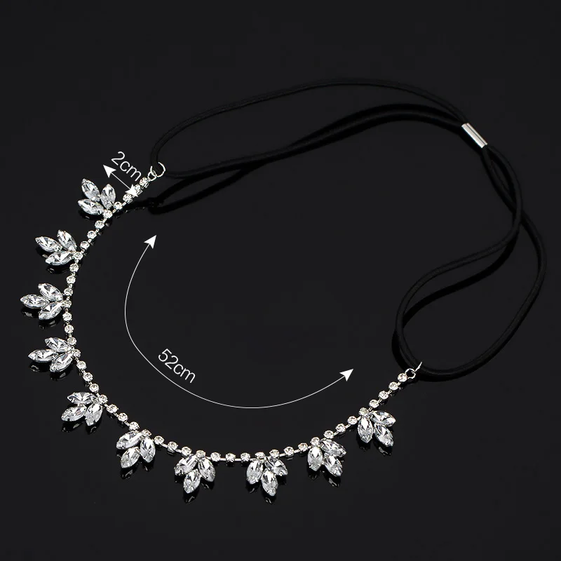 YFJEWE Fashion bride hair accessory full rhinestone transparent acrylic leaves headband  Women Birthday Party Gift H035