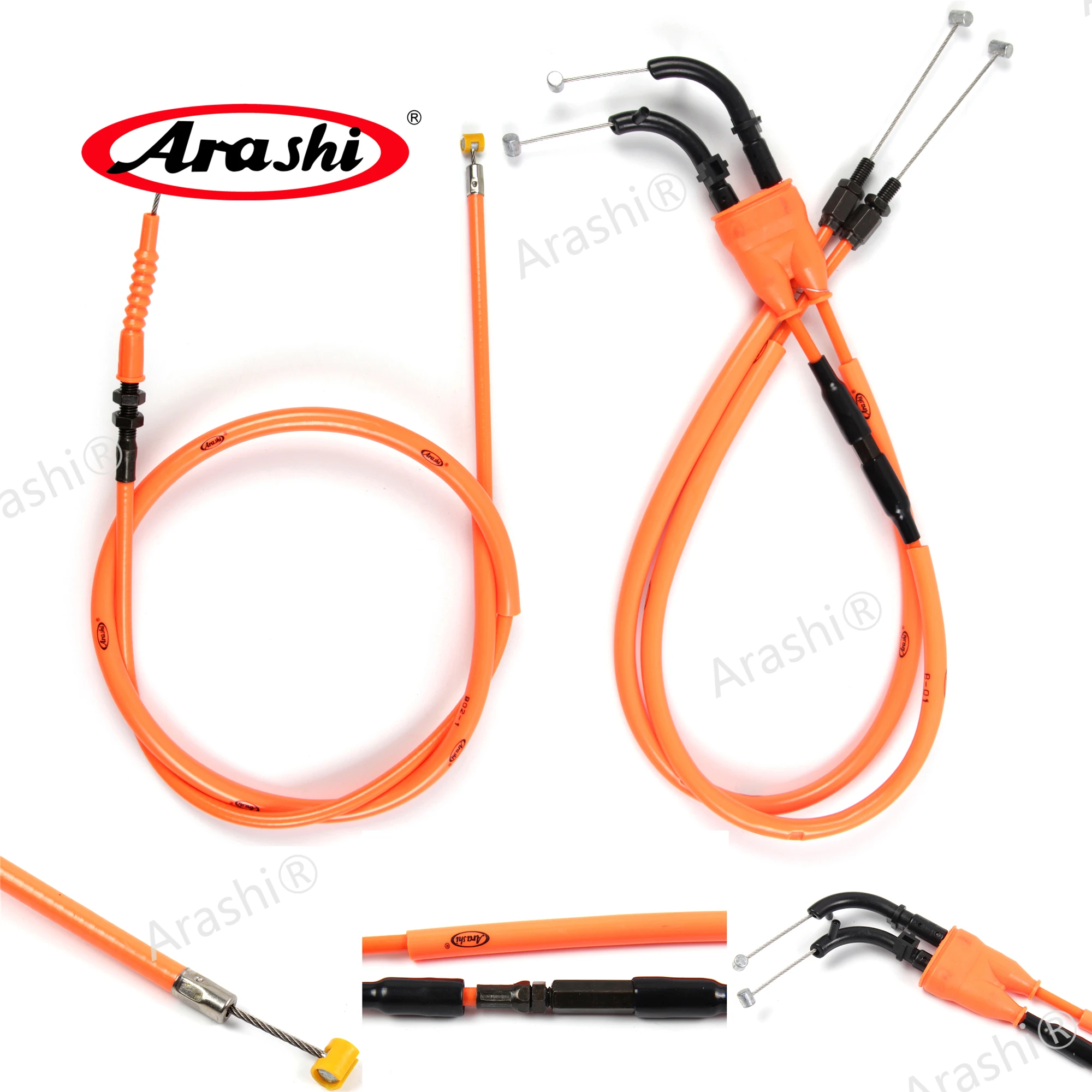 Arashi Motorcycle Accessories Throttle & Clutch Cables Stainless Lines Wires for YAMAHA YZF R1 2004 2005 2006 YZF-R1 YZFR1 1 Set