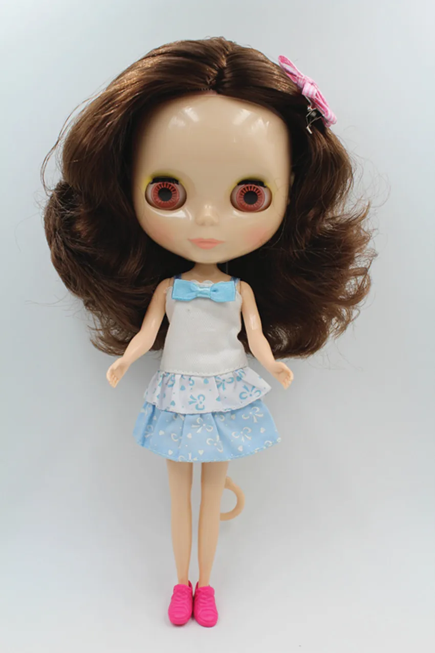 Blygirl Doll Medium brown hair Blyth body Doll Fashion can change makeup